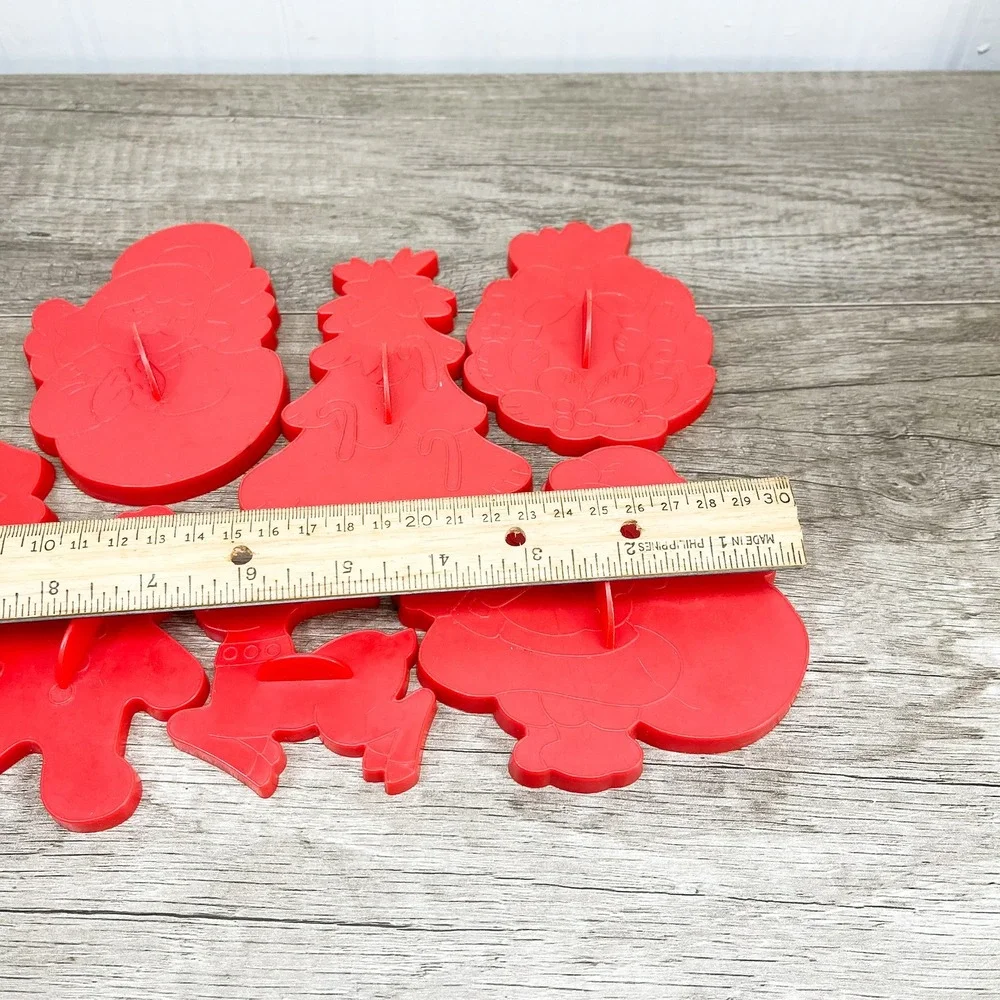 Vintage Wilton Christmas Cookie Cutter Set Red Plastic Holiday Shapes